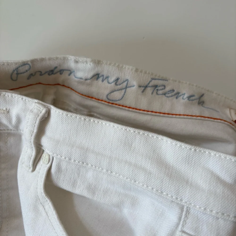Tory Burch ||‎ Pardon My French Straight Jeans Logo Pocket White 28